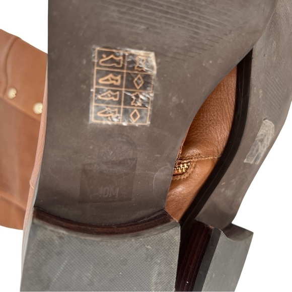 Michael Kors Tan Leather Riding Boots Knee High Zip Low Heel Size 10M Almond Toe - Picture 12 of 12